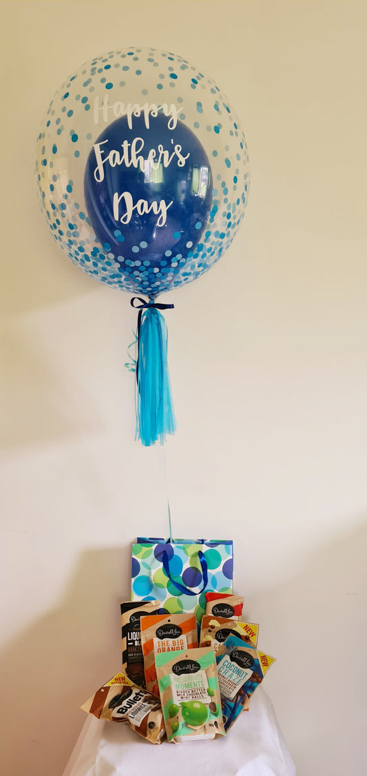 Father's Day Large Chocolate Bag with Personalised Bubble Balloon