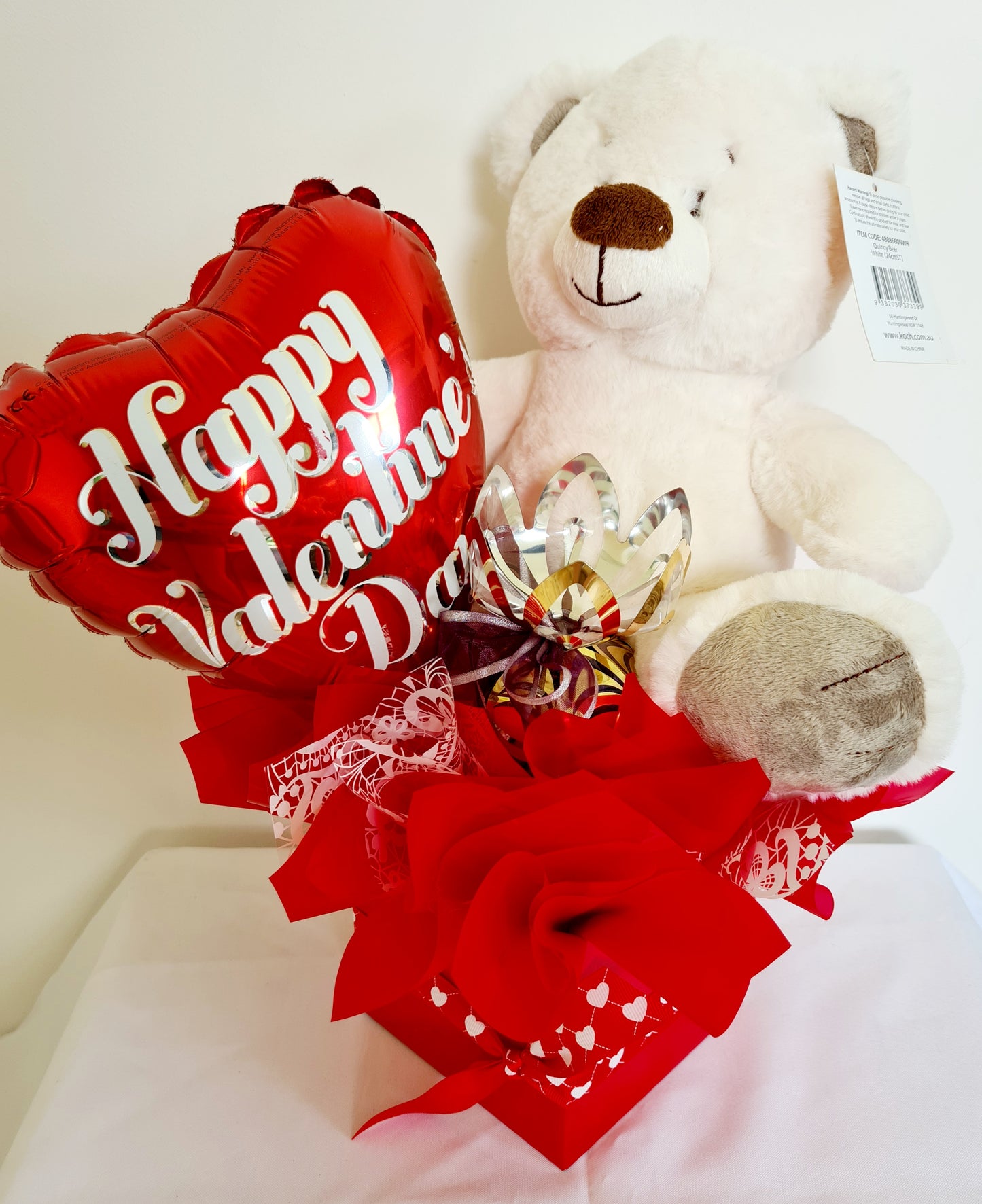Happy Valentine's Quincy Bear with Chocolates