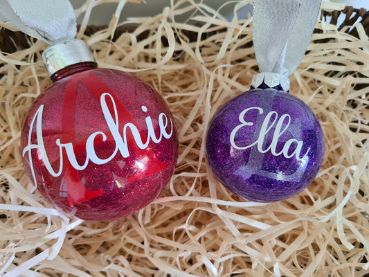 Personalised Glitter Baubles - Large