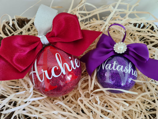 Deluxe Personalised Glitter Christmas Bauble ~ Small