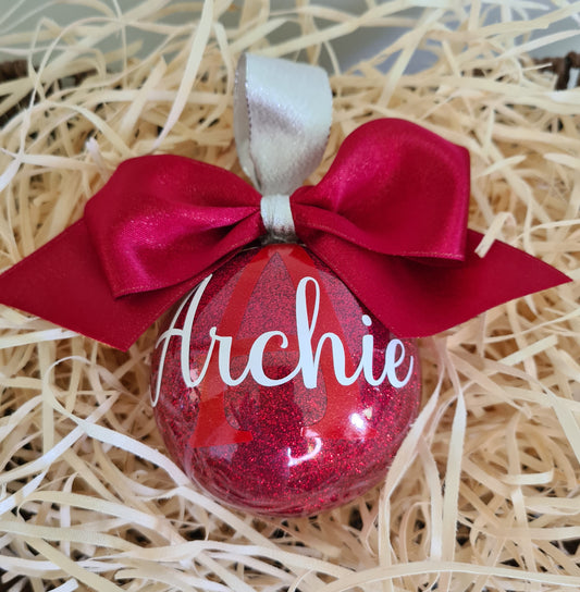 Deluxe Personalised Glitter Christmas Bauble ~ Large