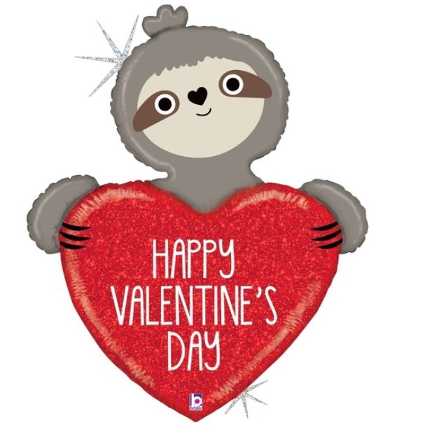 Valentine's Day Sloth Super Shape Foil Balloon
