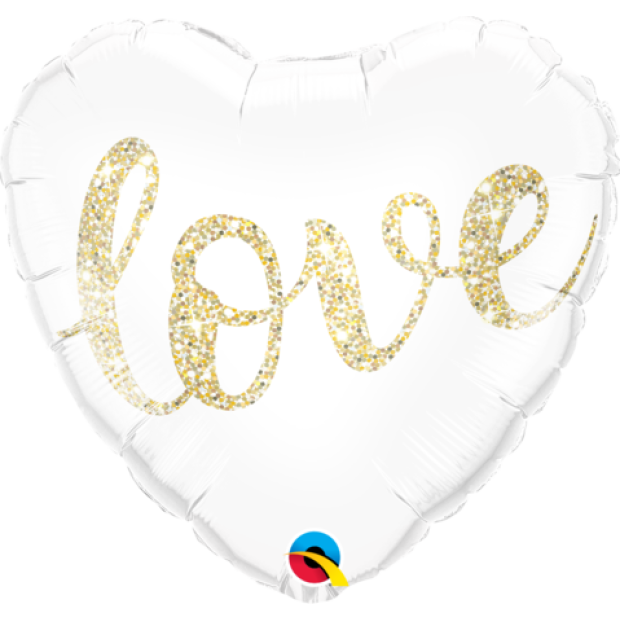 Love Glitter Gold Heart Foil Balloon