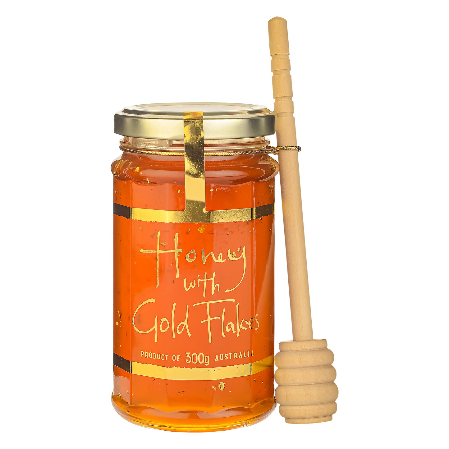 Gold Flake Honey with Dipper 300g