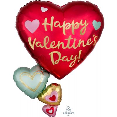Happy Valentines Day Floating Hearts Shape Foil Balloon