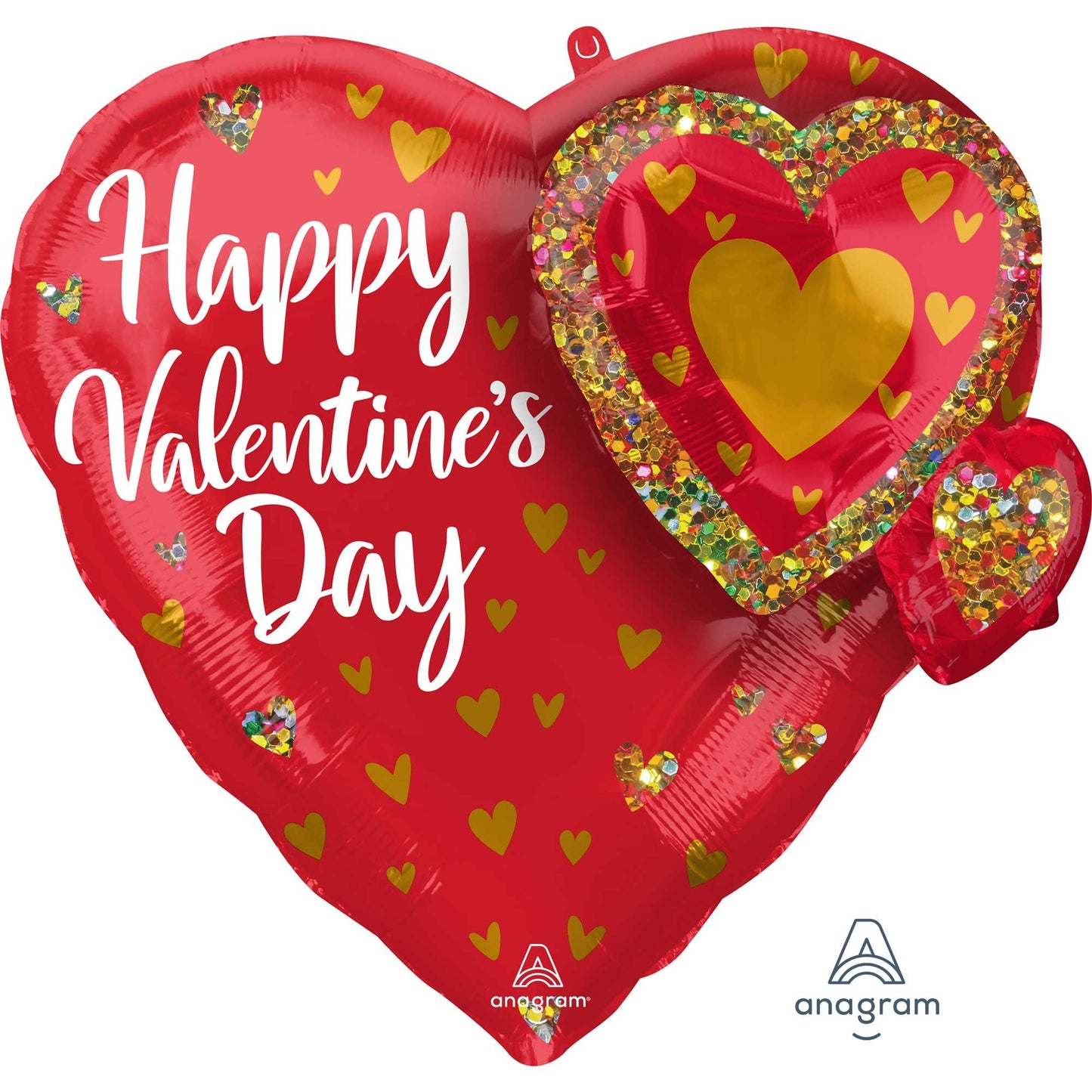 Happy Valentines Day Glitter Heart Garland Foil Balloon