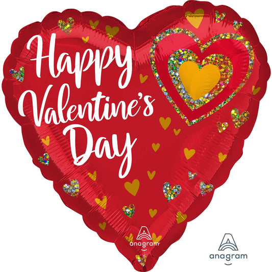 Happy Valentines Day glitter Hearts Foil Balloon
