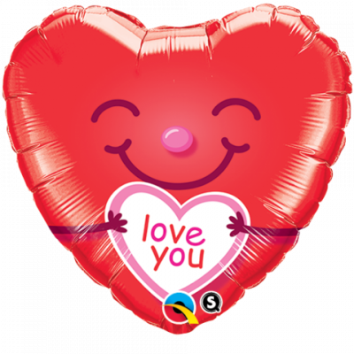 Love You Smiley Heart Foil Balloon
