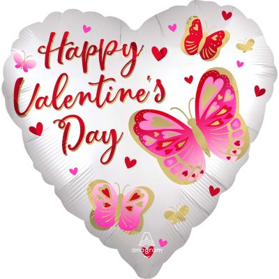 Happy Valentine's Day Satin Butterflies Foil Balloon